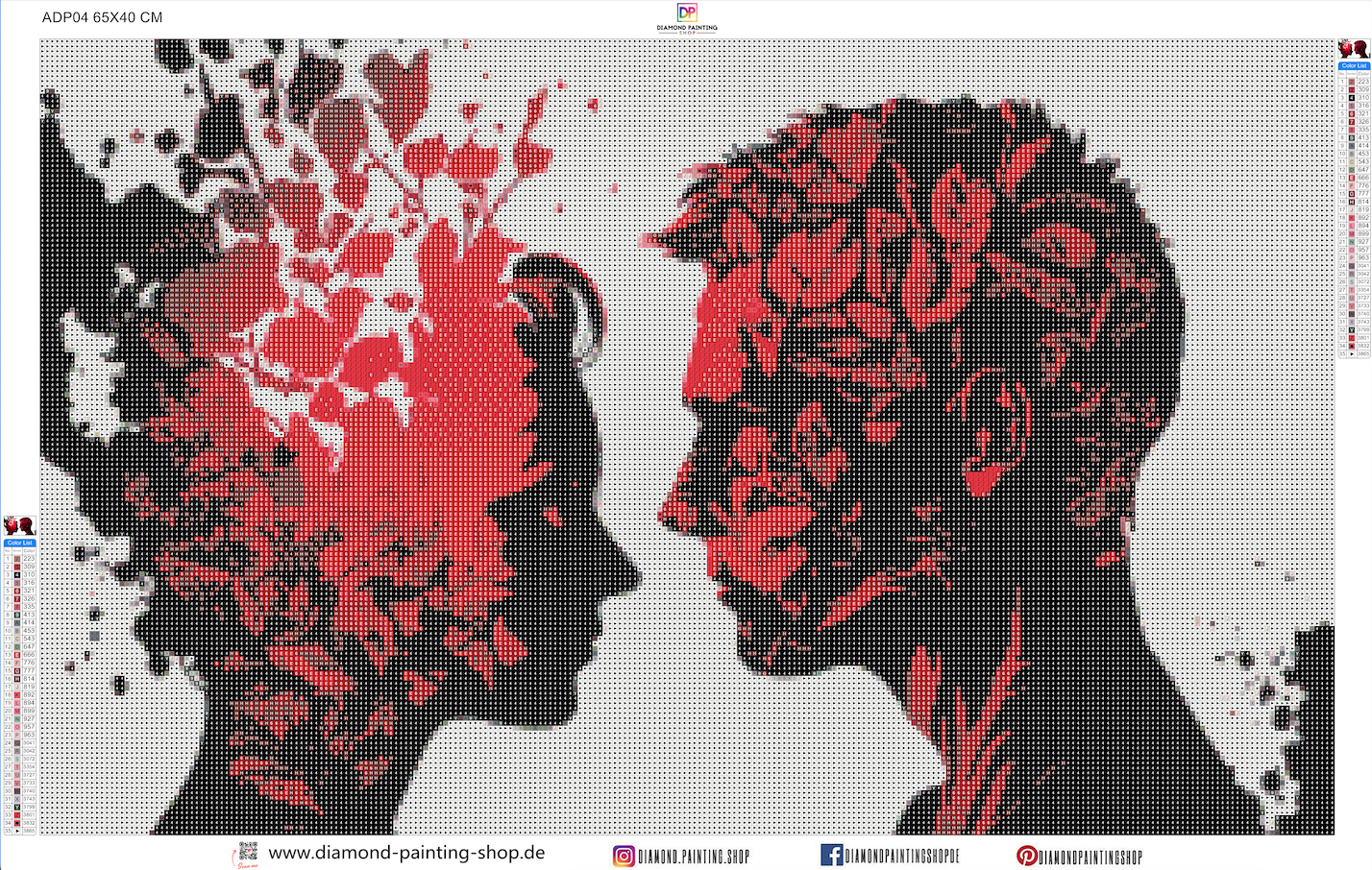 Silhouette Paar Schwarz-Weiß-Rot