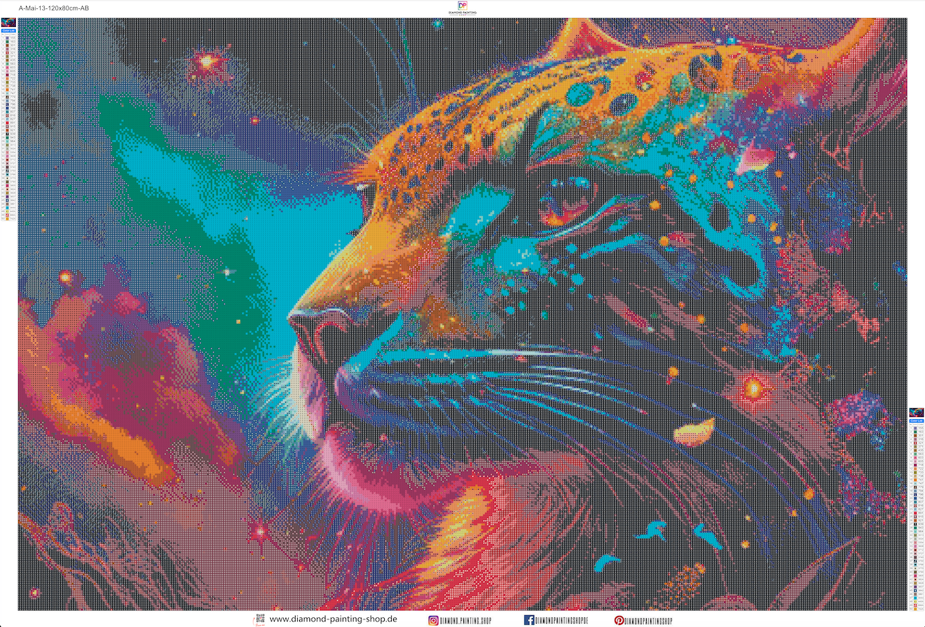 XXL Abstrakter Fantasy Jaguar mit AB Farben