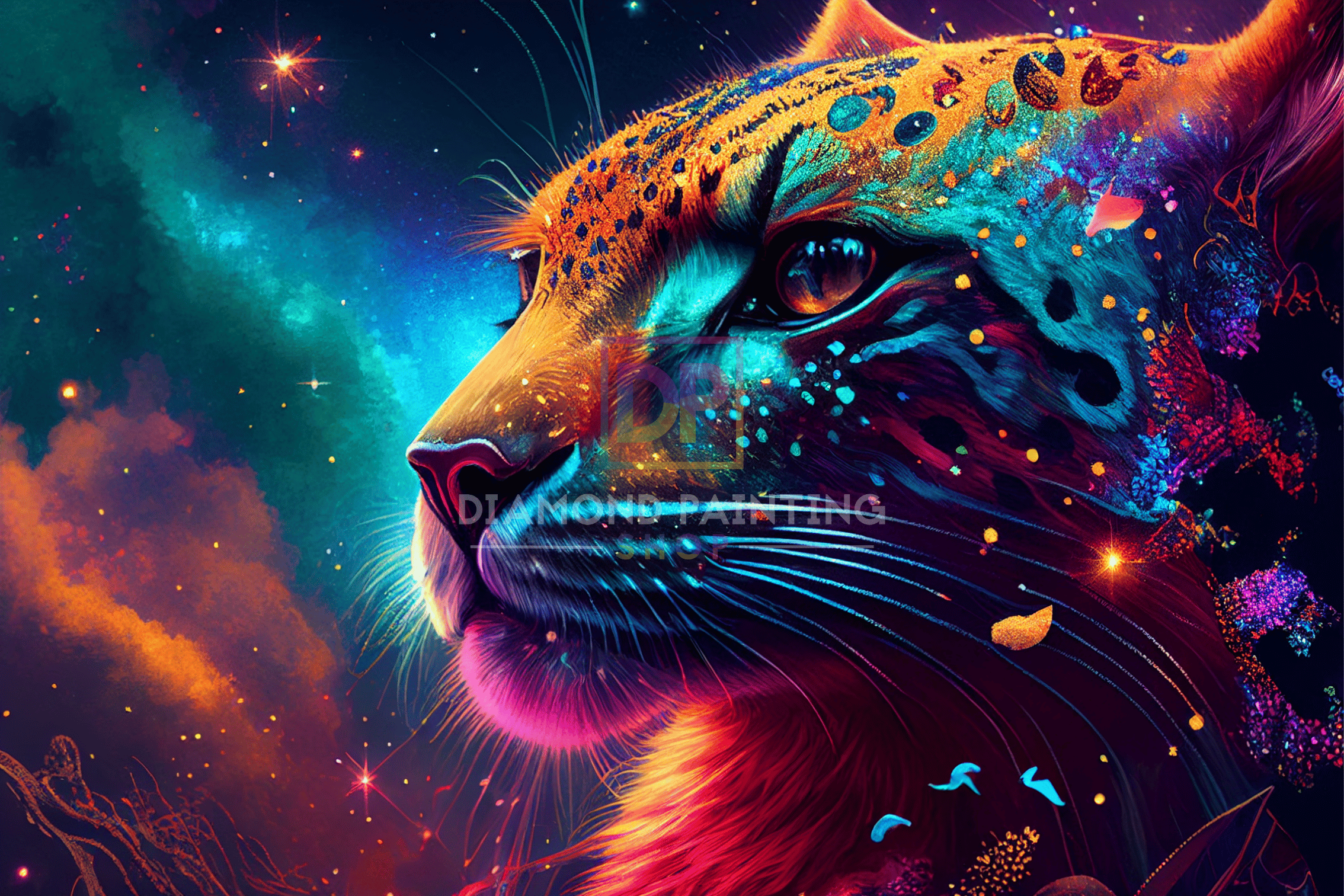 XXL Abstrakter Fantasy Jaguar mit AB Farben
