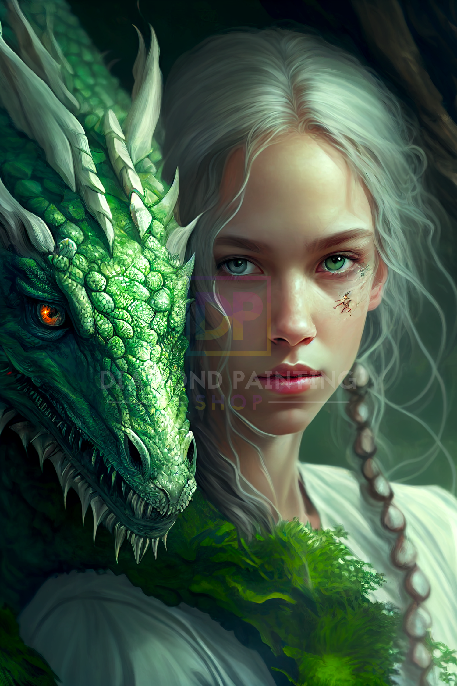 Fantasy Mädchen & Grüner Drache