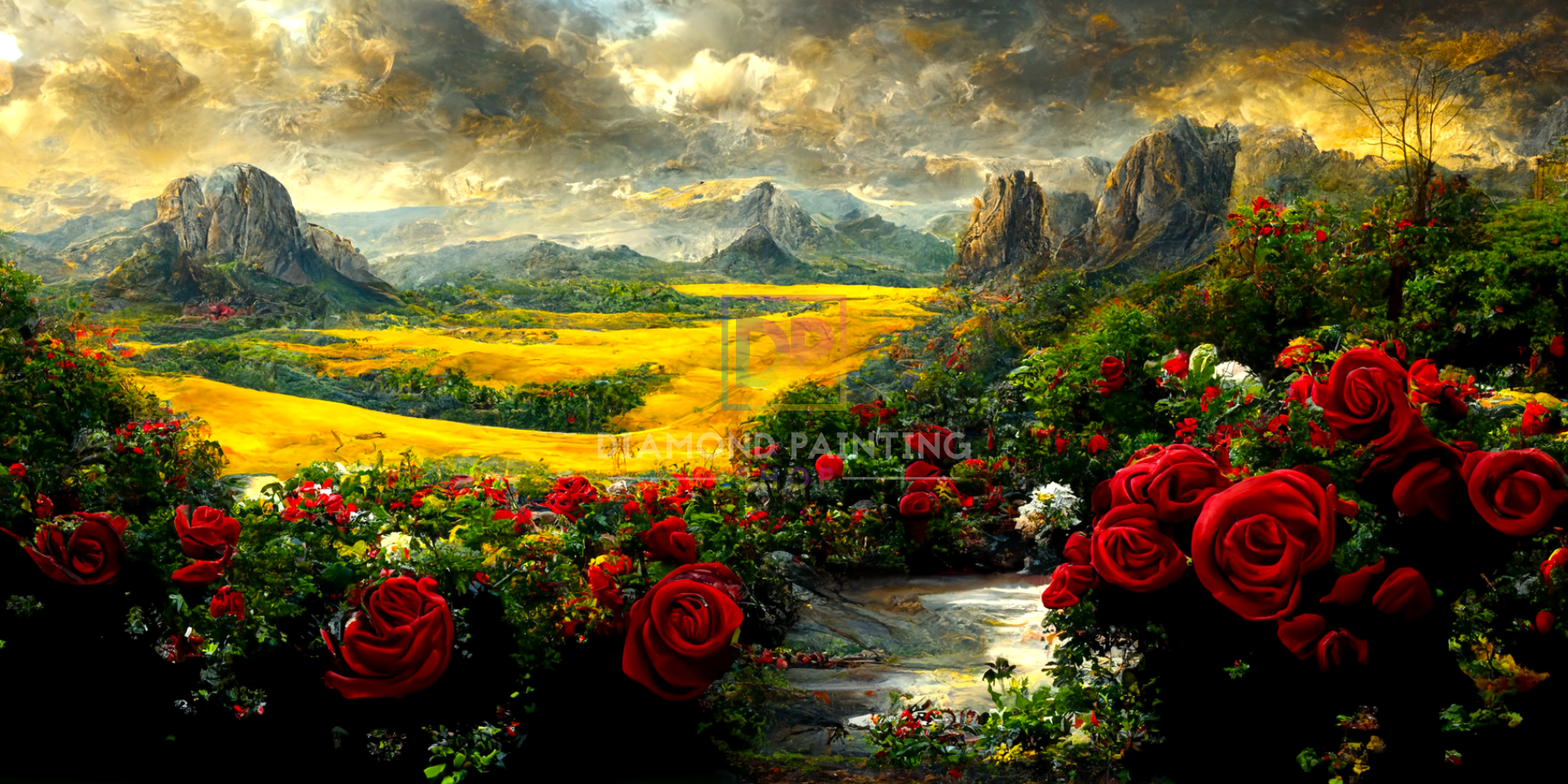 XXL Abgrundtiefe Rosen Landschaft