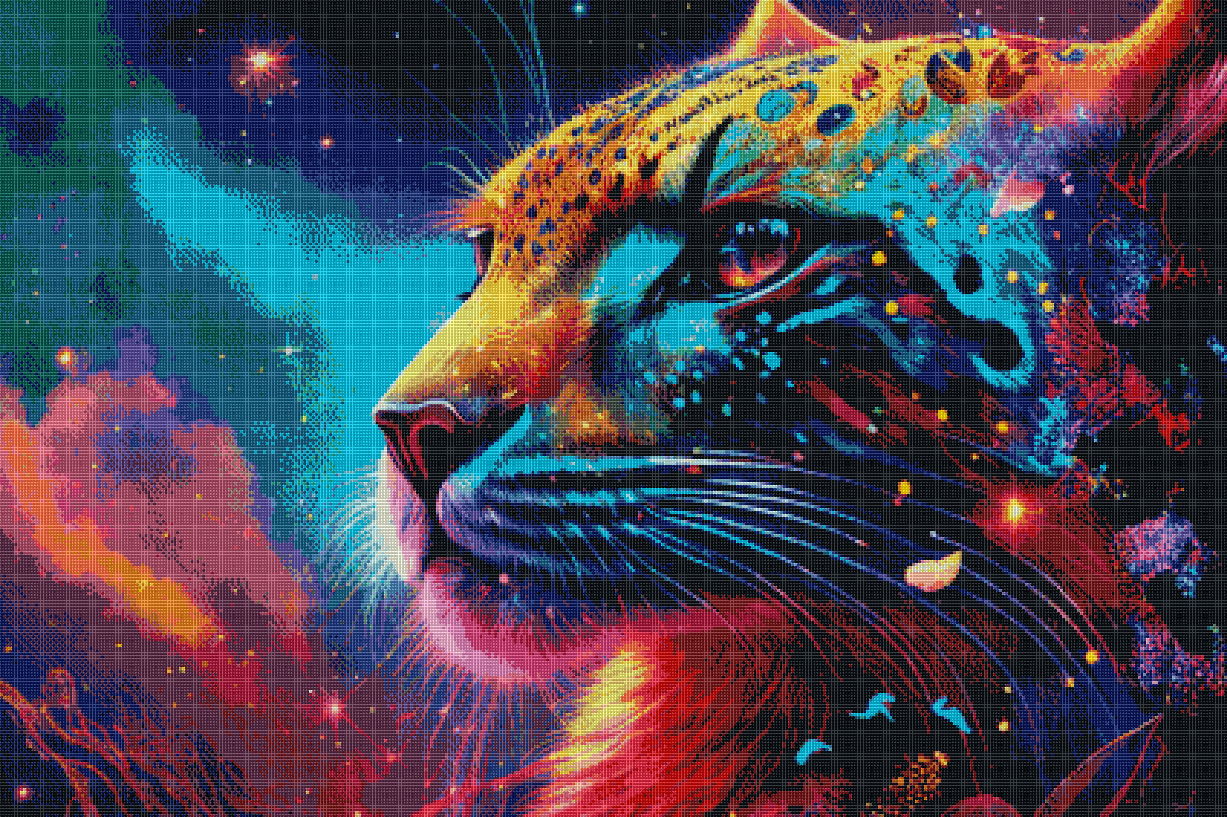 XXL Abstrakter Fantasy Jaguar mit AB Farben