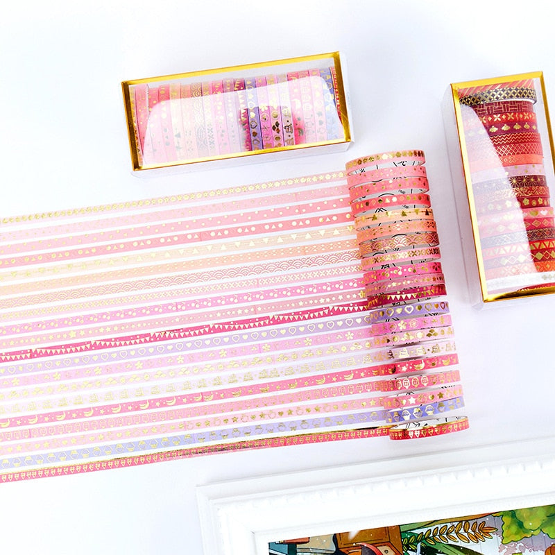 Washi Tape mit Golddruck 20er Set | Slim 5mm