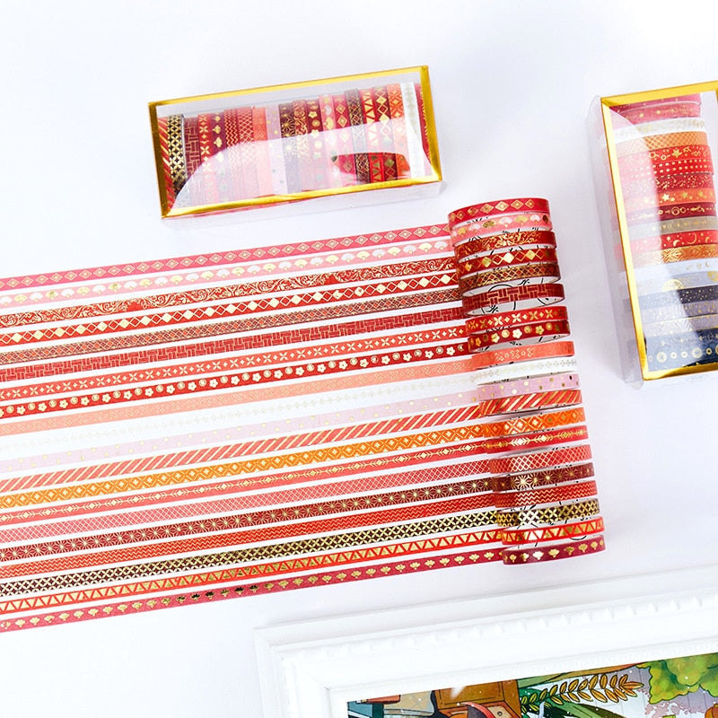 Washi Tape mit Golddruck 20er Set | Slim 5mm