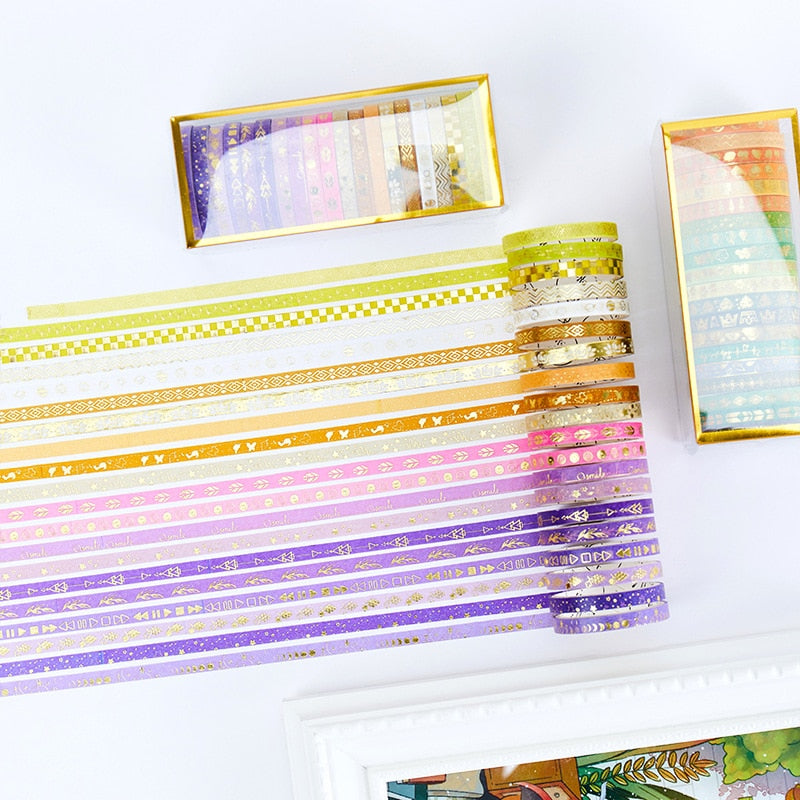 Washi Tape mit Golddruck 20er Set | Slim 5mm