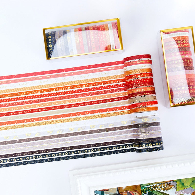 Washi Tape mit Golddruck 20er Set | Slim 5mm