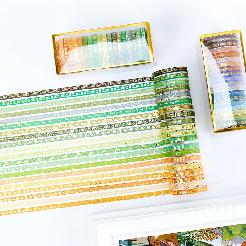 Washi Tape mit Golddruck 20er Set | Slim 5mm