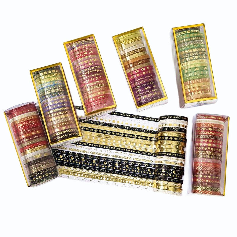 Washi Tape mit Golddruck 20er Set | Slim 5mm