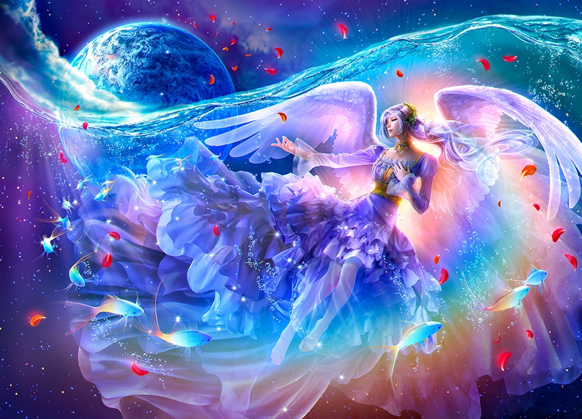 Fantasy Art 60x45cm mit AB Steine | Runde Steine
